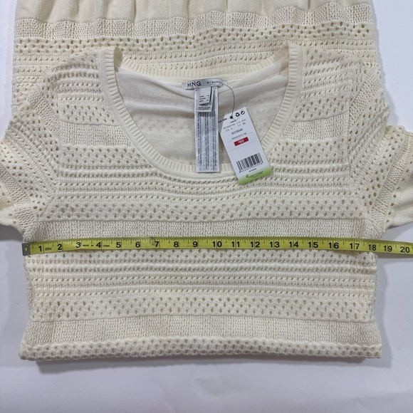 MNG Mango Crochet Sweater Dress Ivory Short Sleeve - Picture 5 of 6